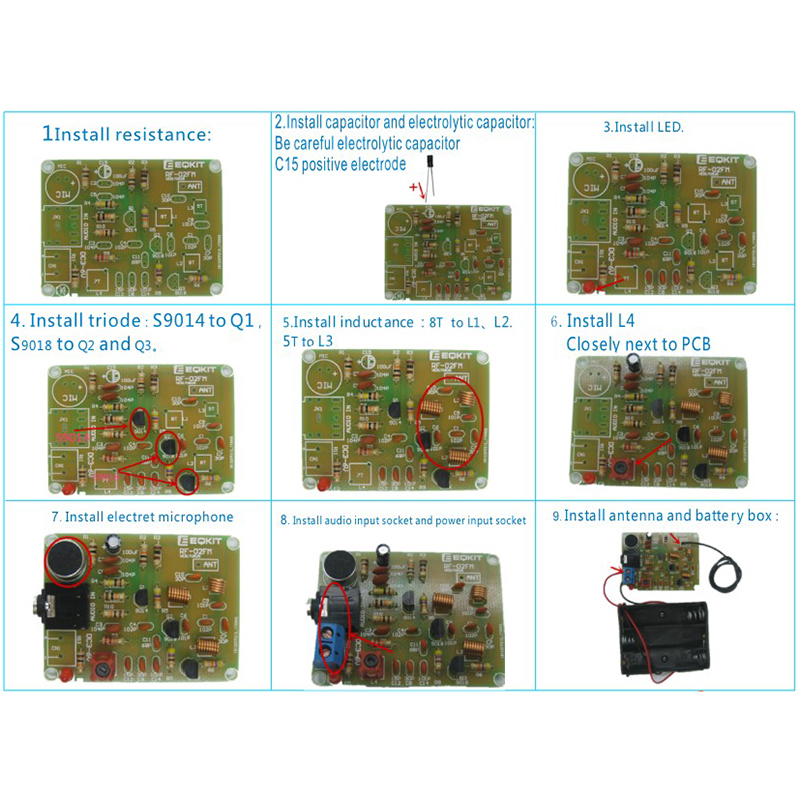 thumbnail interactive-video image 1 of 80-108MHz FM Wireless Microphone DIY Kit – Simple Electronic Training Project 1 of 5